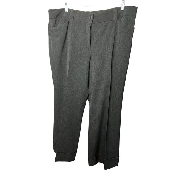 Lane Bryant Women’s dress pants size 20 wide leg zipper charcoal 3 pockets cuffe - Picture 1 of 14